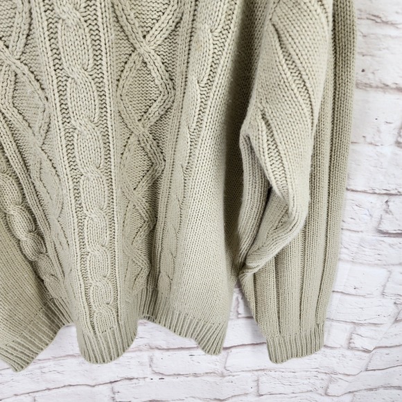 Fisherman Sweater Mens XL Chuky Cable Knit Cozy Classic Cream Ribbed Acrylic - Picture 4 of 8
